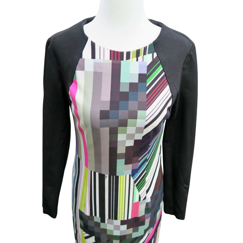 Trina Turk Jersey Sheath Dress Long Sleeves Geometric Print Size 4 - Picture 2 of 6